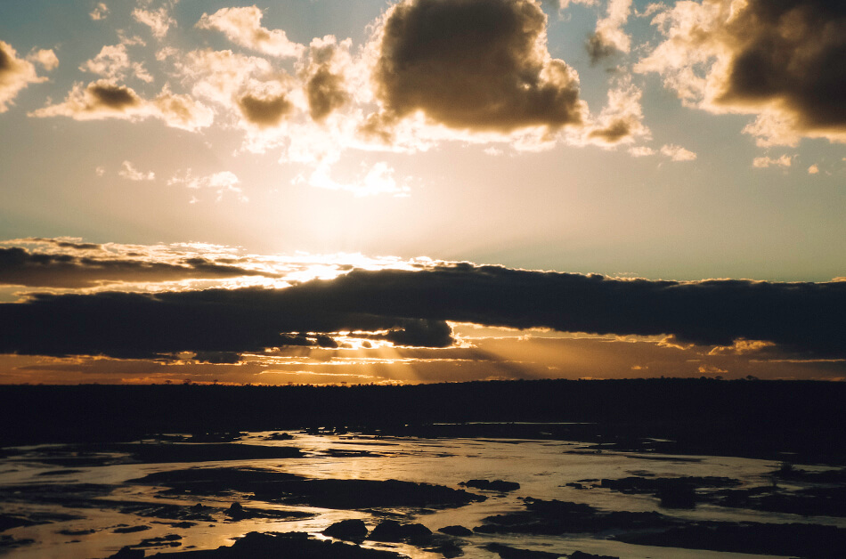 Sunset over Olifants River in Kruger National Park, South-Africa