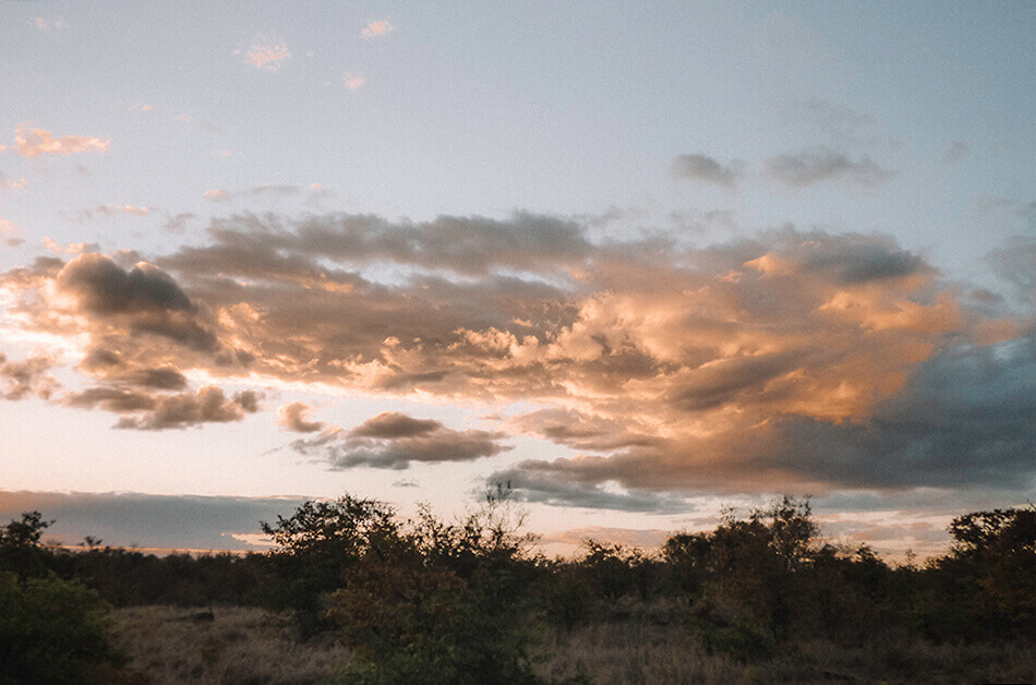 Amazing clouds during sunset in Kruger National Park, South-Africa