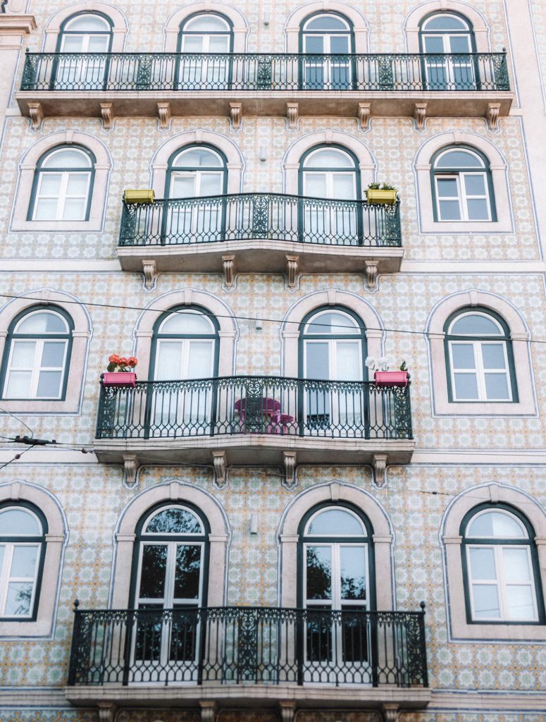 Buildings decorated with azulejos in Alfama, Lisbon