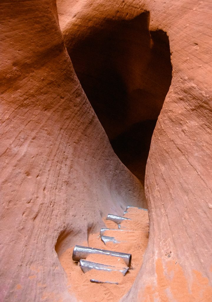 Narrow passageways and stairs in Lower Antelope Canyon
