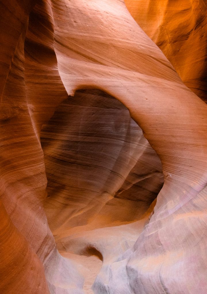 Bizzare rock formations while walking through Lower Antelope Canyon