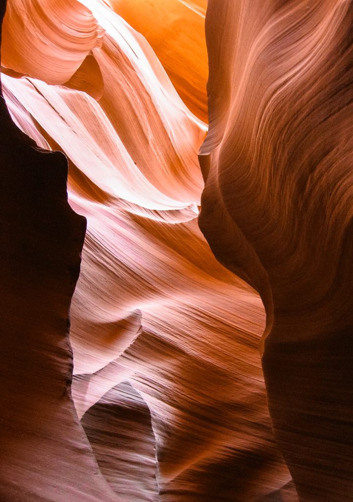 Bizzare rock formations while walking through Lower Antelope Canyon