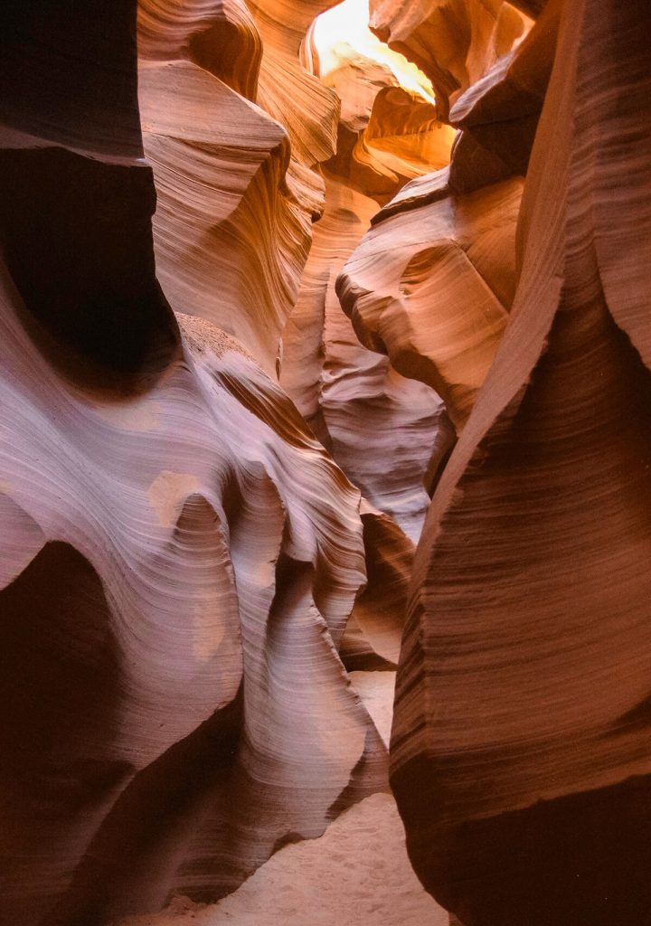 Bizzare rock formations while walking through Lower Antelope Canyon