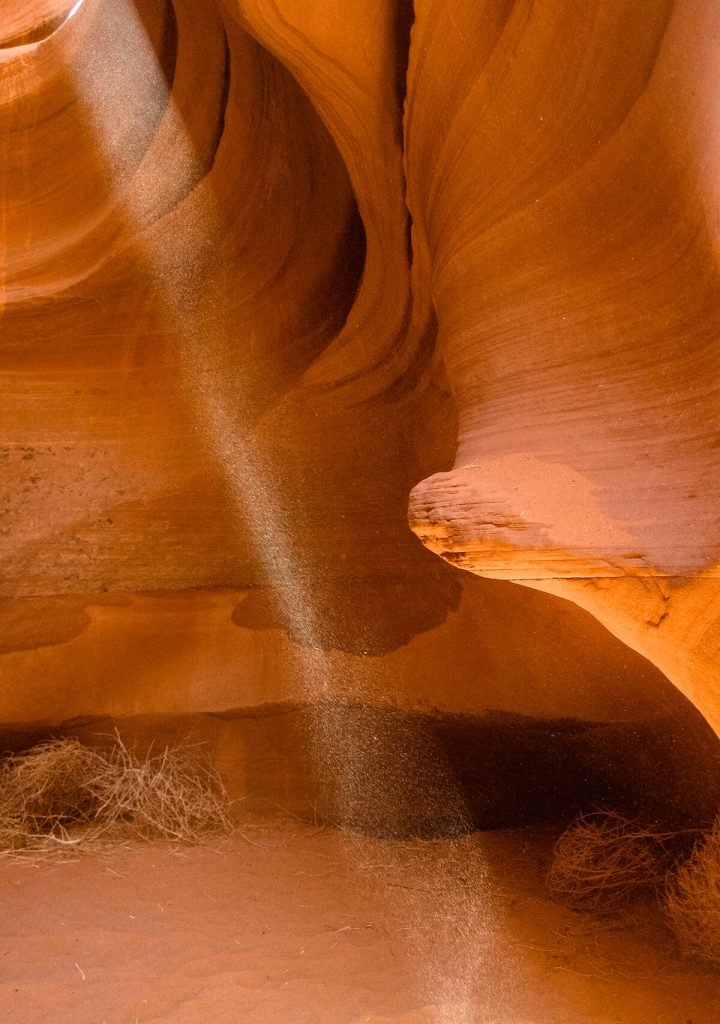 Incredible light beams can be seen if you visit Lower Antelope Canyon at the right time of day