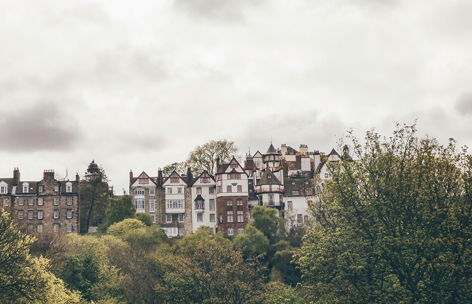 Beautiful residential buildings alongside Princess Street Garden