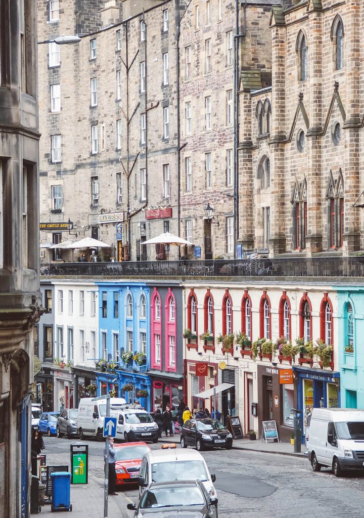 Colourfull houses in Victoria Street, Edinburgh