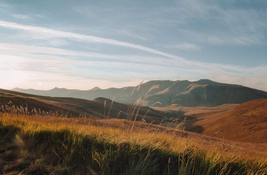 Golden fields at Golden Gate National Park in the South-african Drakenberg