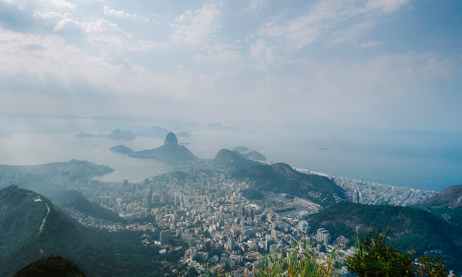 Amazing view of the Rio de Janeiro skyline from Christ Redeemer in Brazil