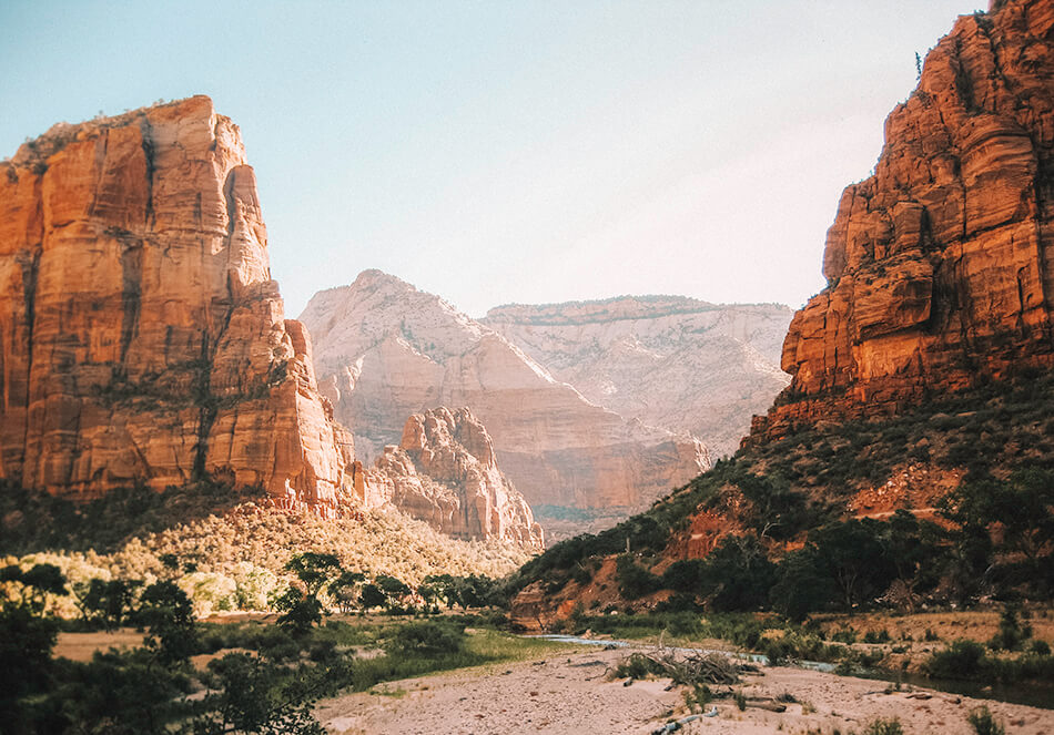 Zioan Valley floor at the start of Angel's Landing trail in United States