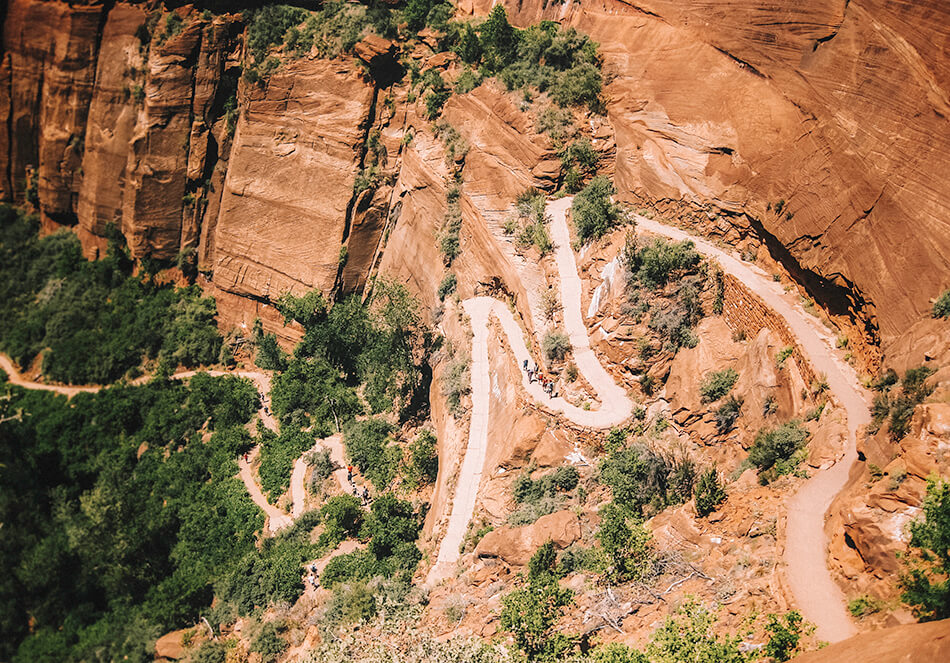 First set of switchbacks while hiking Angels Landing