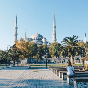 Gawking at the Blue Mosque in Istanbul