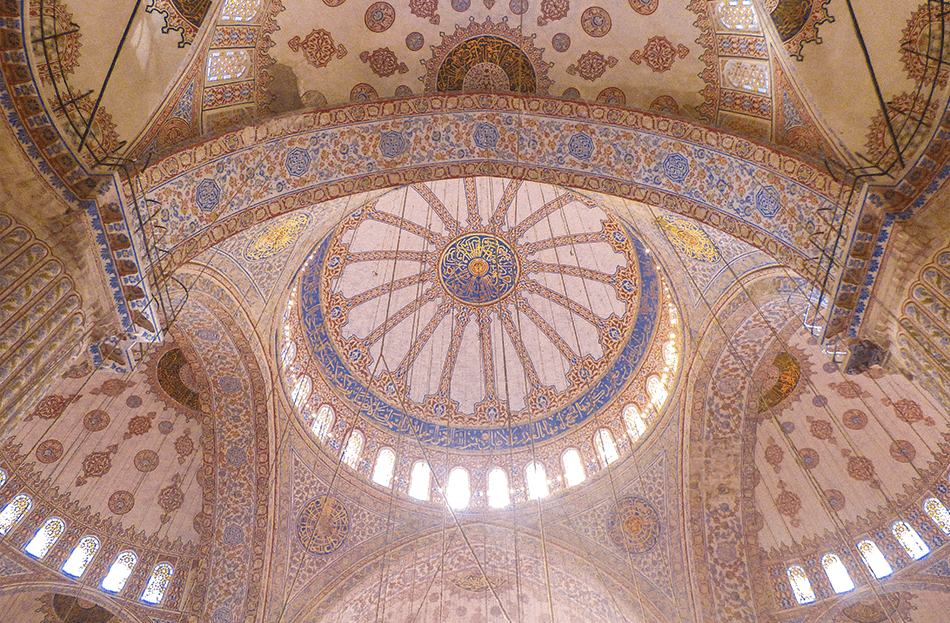 Intricate blue tiles inside the Blue Mosque