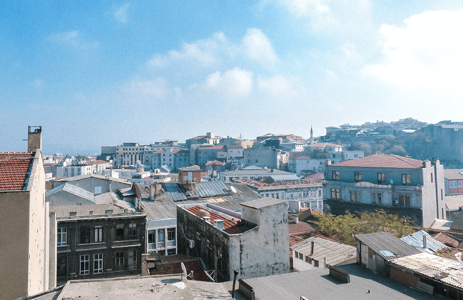 Istanbul skyline from a han in the Gran Bazaar