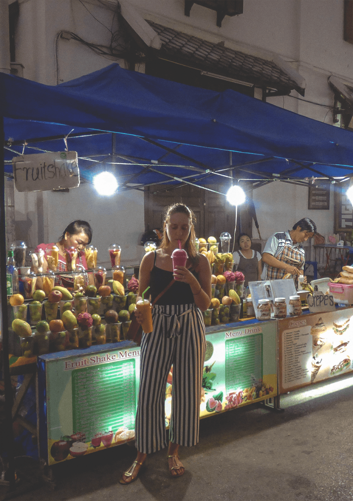 Fresh smoothies at the Night Market in Luang Prabang, Laos