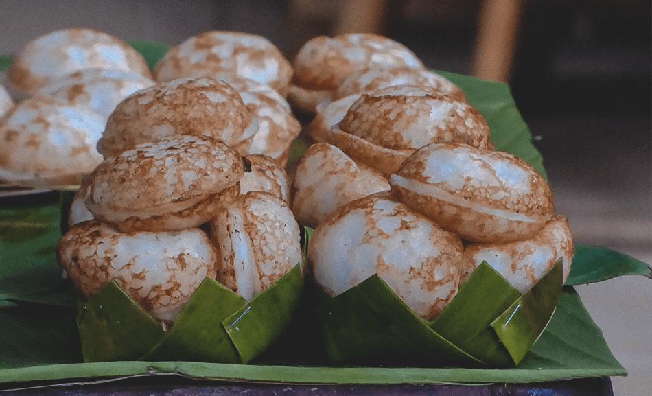 Coconut pancakes at the breakfast buffet at Maison Dalabua, a boutique hotel in Luang Prabang, Laos