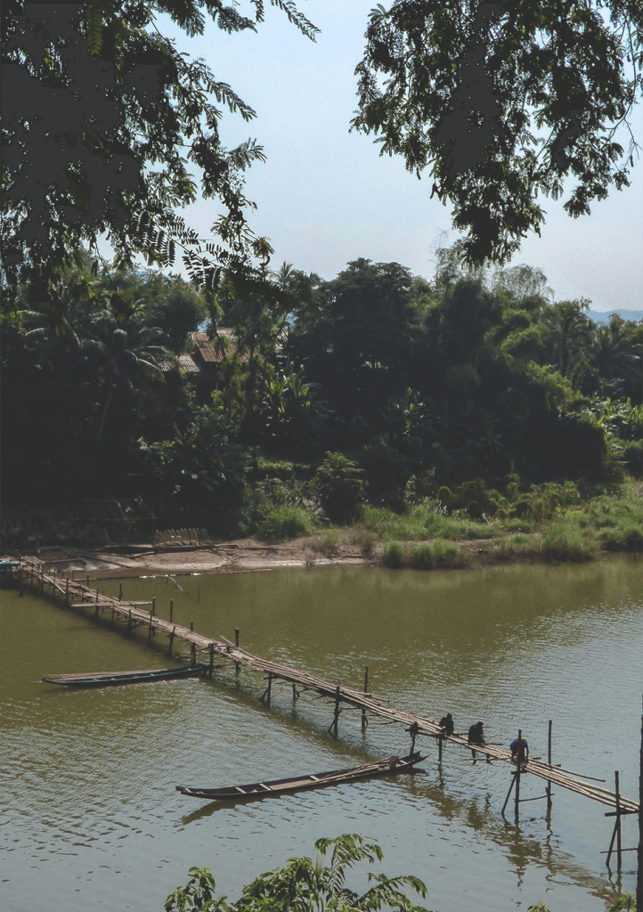 Seasonal bridges to cross the Sam Song river in Luang Prabang