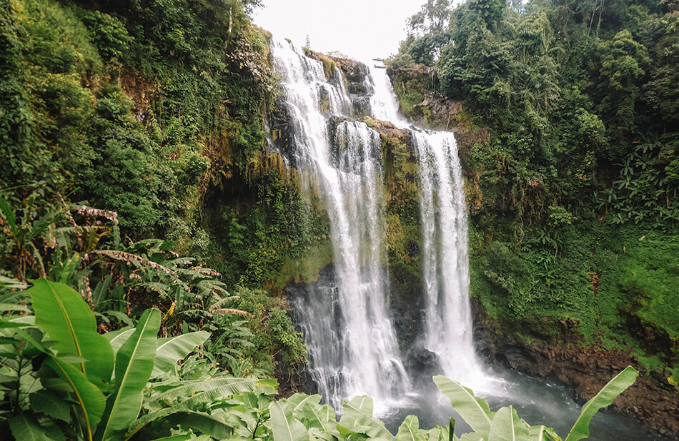 View of the gorgeous Tad Yuang Falls while drive the small Bolaven Plateau Loop