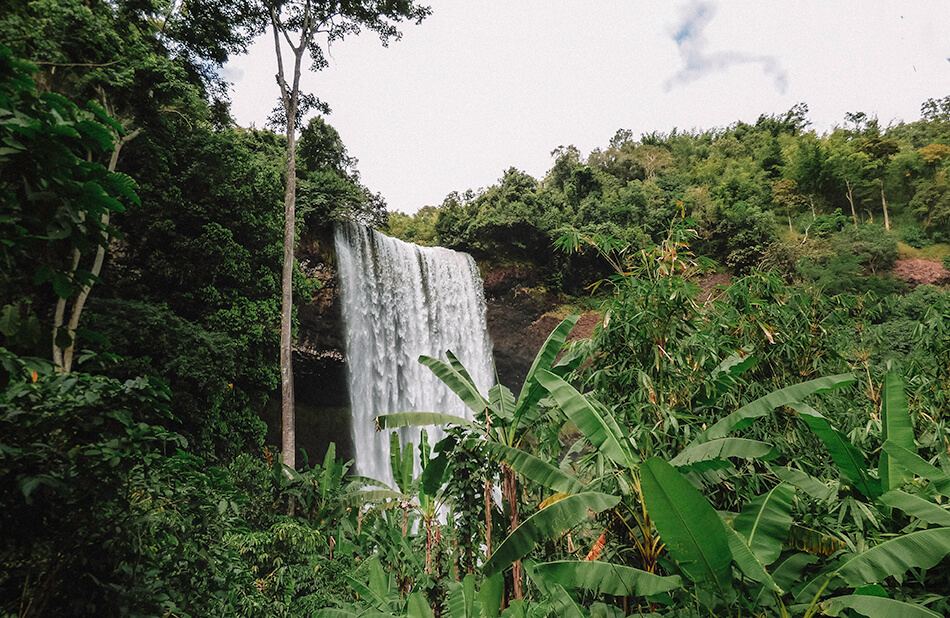 After driving for ours on a dirt road in the scorching sun we finally arrived to the lush sceneray of Tad Tayicseua, hidden along the Bolaven Plateau big loop
