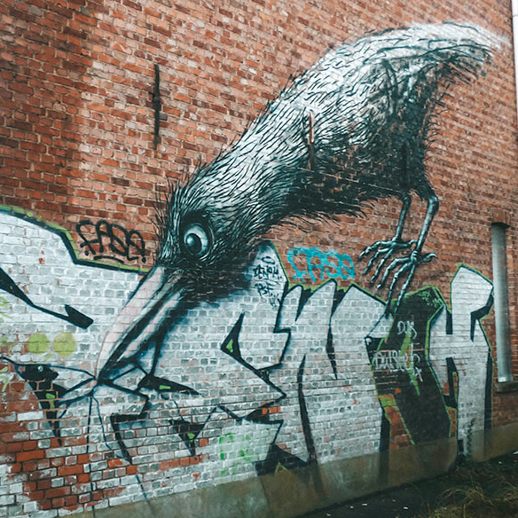 One of the more famous murals in Doel