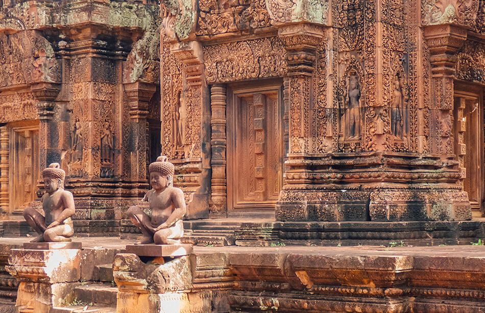 Red hues at Banteay Srei temple in Cambodia