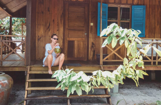 Sipping coconut on Koh Rong, Cambodia