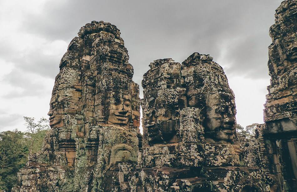 The staring faces of the Bayon at Angkor Wat in Cambodia