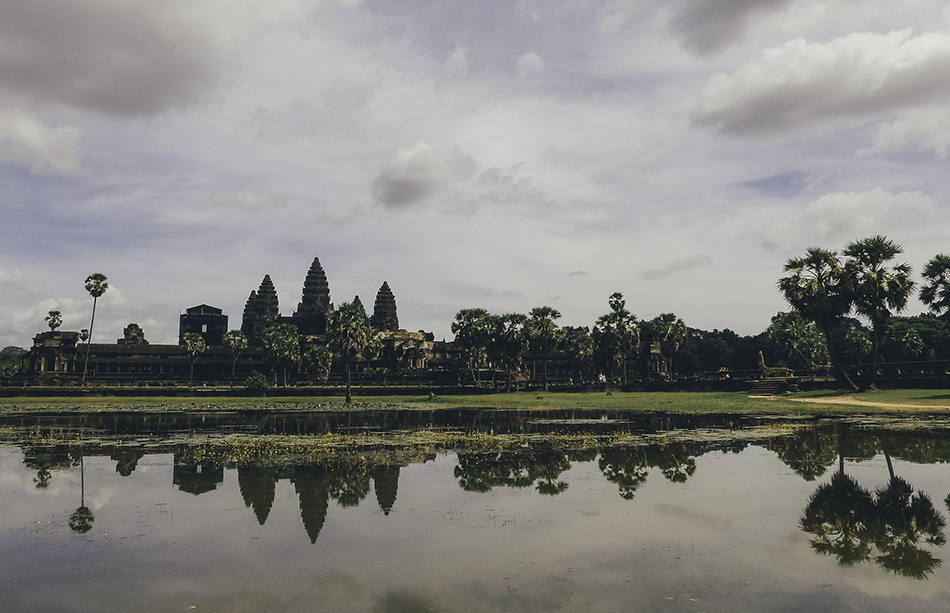 Enjoying purple hour at Angkor Wat temples in Cambodia