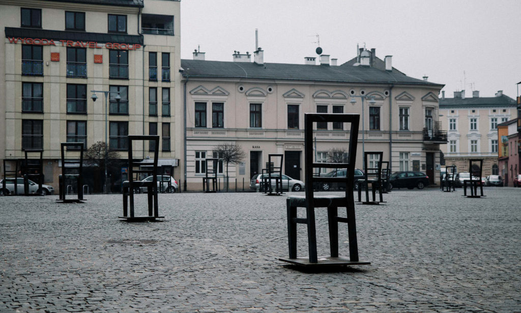 Ghetto Heroes Square, the 1st stop on the walking tour in the former Jewish Ghetto