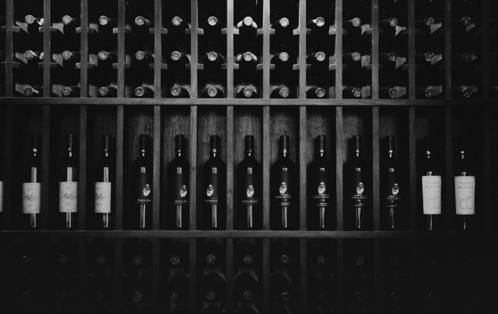 Wine racks at bodega El Transito in Cafayate, Argentina