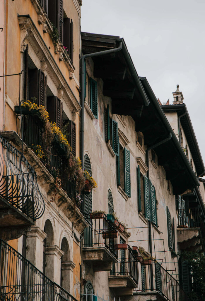 Verona Old Town facades with balconies