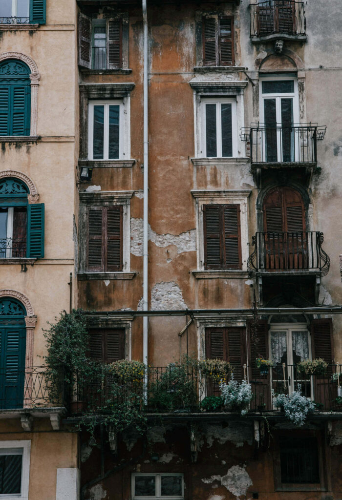 Old facades in Verona, Italy