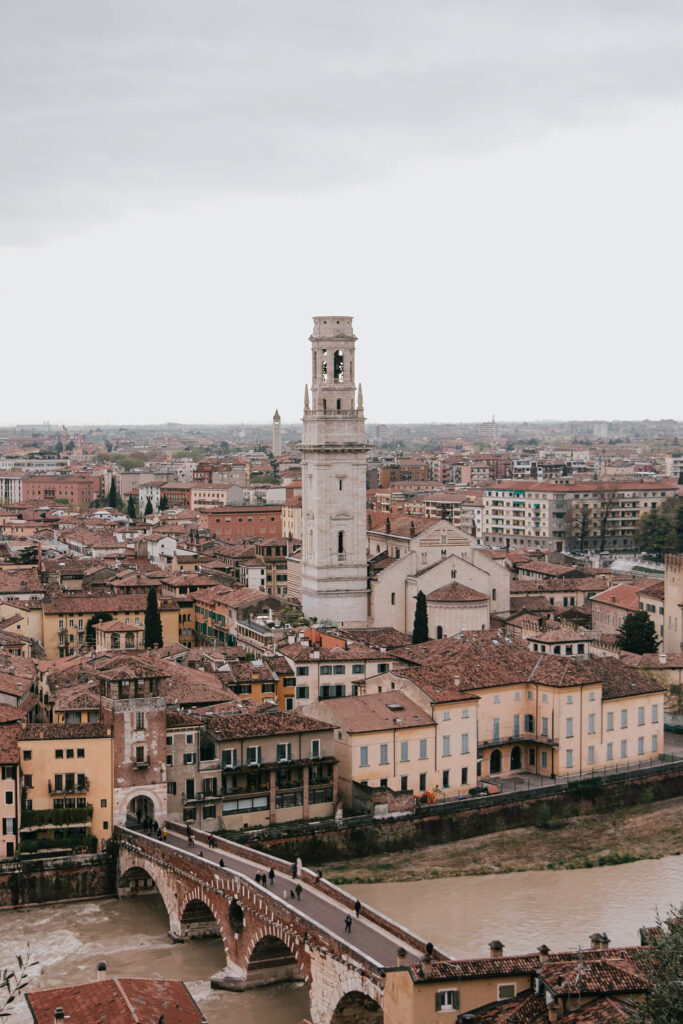 View of Ponte Pietra from Castel San Pietro