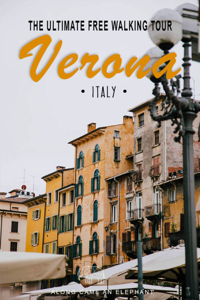 Our Free Walking Tour Verona takes you along the prettiests streets in Verona and the best things to do. Includes the Verona Arena, Juliet's House, Torre Dei Lamberti and cute piazzas! Includes a free walking tour Verona map. #travel #europe #italy #walkingtour