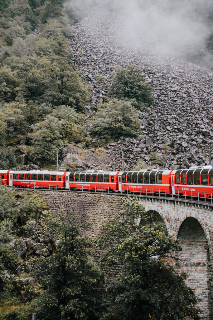 Riding the Bernina Express from Davos into Italy