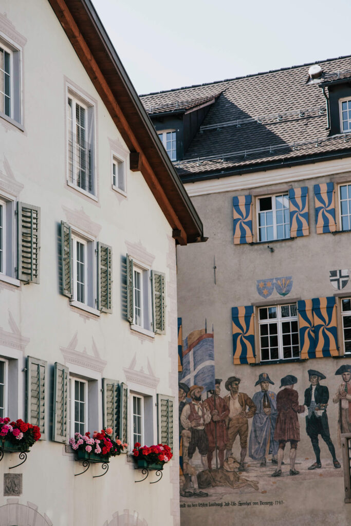 Historic buildings in beautiful Maienfeld, Graubünden