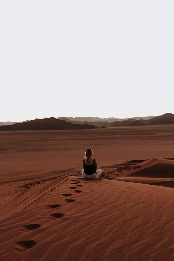 meditating in the vast Namib Desert