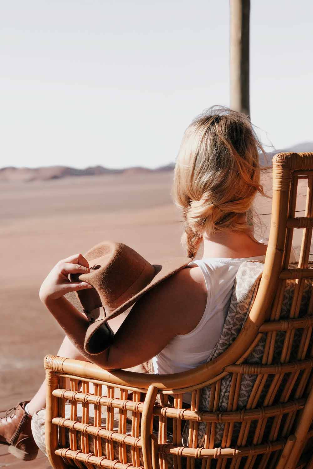 Enjoying a sundowner and the views at an eco accommodation in Southern Namibia