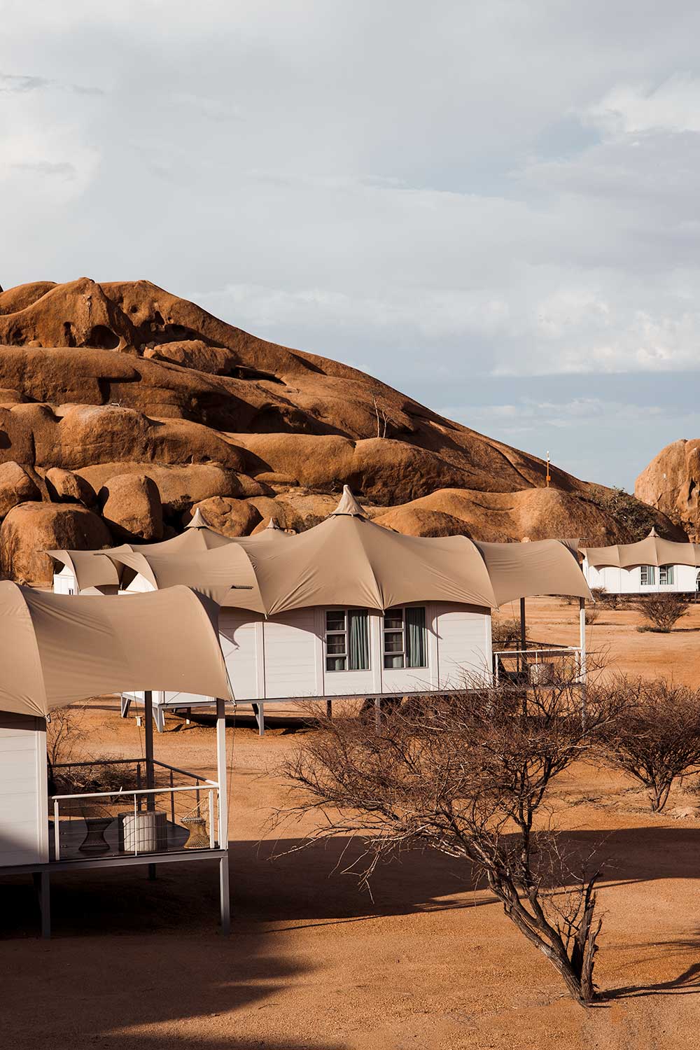 The boho chic clamping accommodations among the boulders of Spitzkoppe Mountain