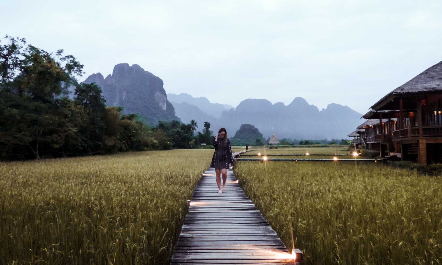 Staying among the Vang Vieng rice fields at Vieng Tara Villa