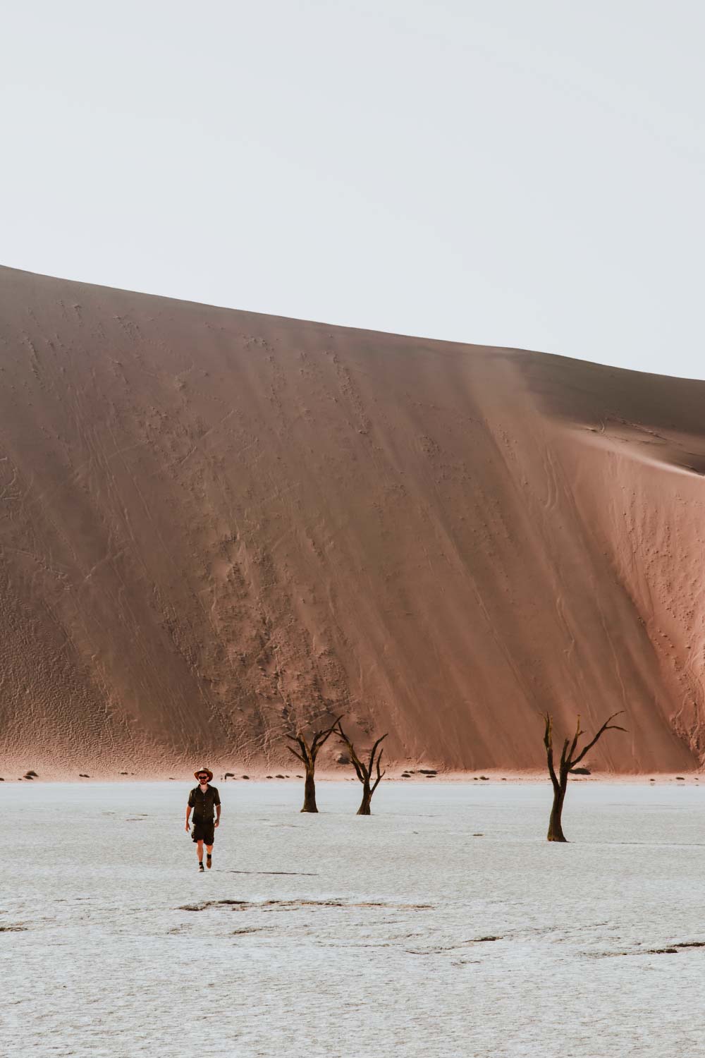 Strolling through the cracked salt pan and dead trees of Deadvlei