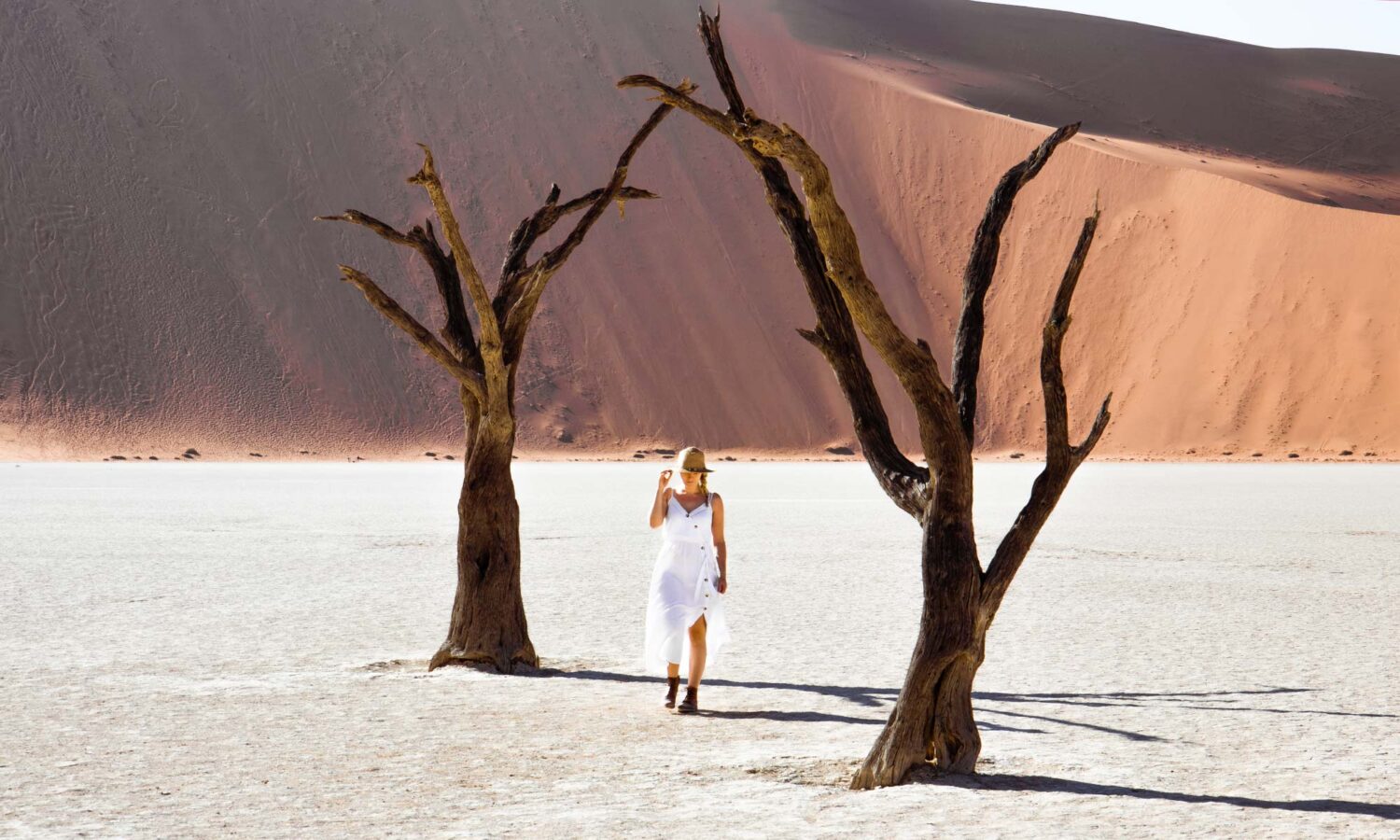 Enjoying a tranquil stroll in Deadvlei on our two days in Sossusvlei.