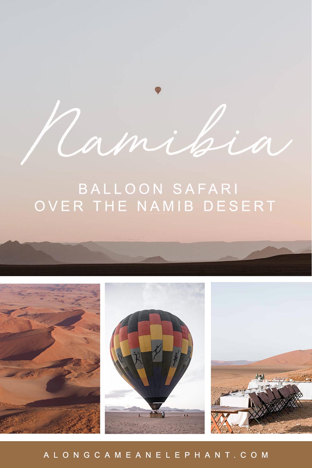 Enjoy Namibia's most famous attraction -Sossusvlei- from above during a hot air balloon ride. One of our most romantic experiences and best things to do in Namibia, the land of rusty sand dunes! 

An incredible day trip floating over beautiful landscapes and enjoying a champagne breakfast once you touch ground in the Namib desert! #namibia #travel #desertexperience #romantictrips #honeymoonnamibia
