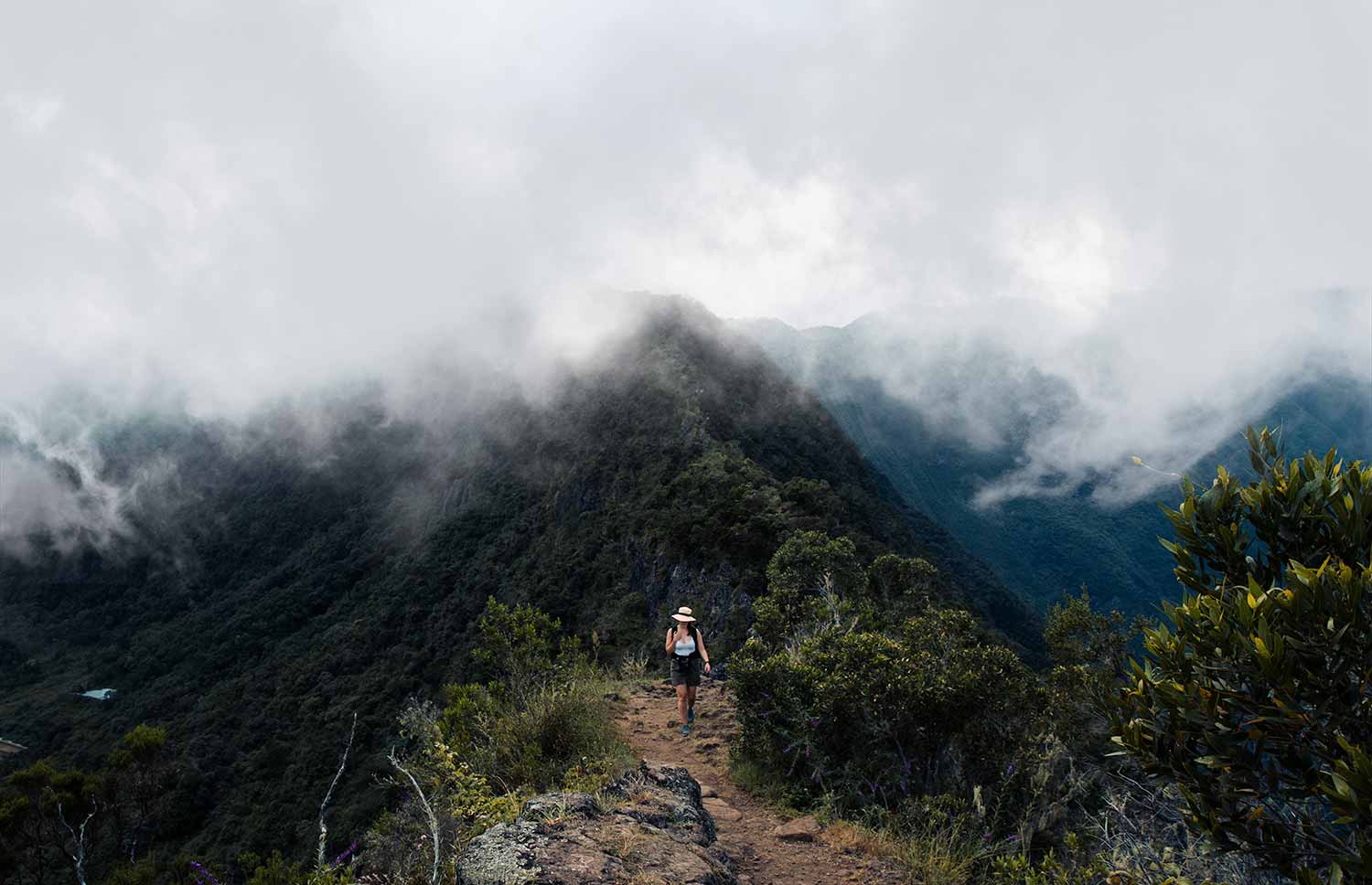 Imposing views of the landscape surrounding Cap Noir, a gem of Reunion Island hiking.